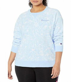 送料無料 チャンピオン Champion レディース 女性用 ファッション パーカー スウェット Plus Size Campus French Terry Crew - Marble Wave Ciel Blue