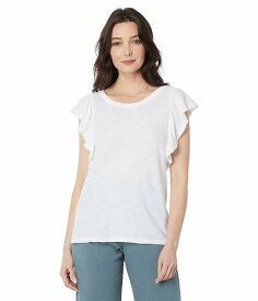 送料無料 パクト PACT レディース 女性用 ファッション Tシャツ Tissue Slub Femme Ruffle Tee - White