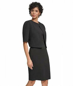 送料無料 カルバンクライン Calvin Klein レディース 女性用 ファッション ドレス Scuba Crepe Long Sleeve Shrug - Black