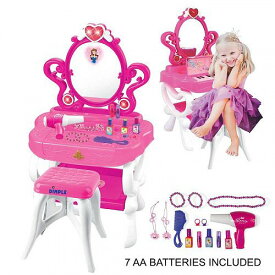 DimpleChild Dimple 2-in-1 プリンセス Pretend Play Vanity Set Table with Working Piano Beauty Set for 女の子用 with Toy メークポーチ 化粧品バッグ ドレッサー　女の子おもちゃ　おしゃれ【送料無料】【代引不可】【あす楽不可】
