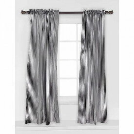 Bacati Black & White Pin Stripes Single Curtain Panel 42 x 84 inches 100% コットン 綿 Percale Fabrics 子供部屋　カーテン　【送料無料】【代引不可】【あす楽不可】