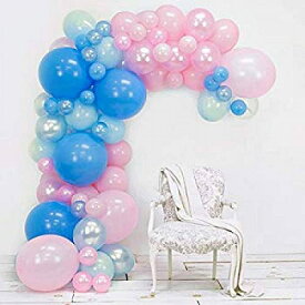 Ballloooon Balloon Arch & Garland キット | Blue & Pink Pearl & Latex Balloons | Glue ドット 水玉 & デコレーション Strip | Gender ジェンダーリビール　赤ちゃん性別発表パーティー【送料無料】【代引不可】【あす楽不可】