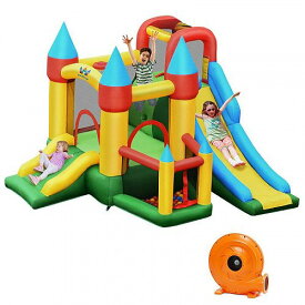 Gymax キッズ 子供 Inflatable Bounce House Jumping Dual Slide Bouncer Castle W/ 780W Blower 大型遊具　バウンス ハウス トランポリン 【送料無料】【代引不可】【あす楽不可】