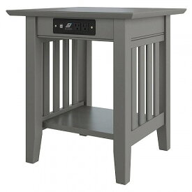 Atlantic Furniture Mission End Table with 充電器 Grey 家具　木製　サイドテーブル 【送料無料】【代引不可】【あす楽不可】