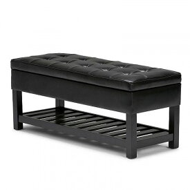 Brooklyn + Max City 44 inch Wide Traditional Rectangle Ottoman Bench in Deep Olive Faux 革 Midnight Black 家具　オットマン 【送料無料】【代引不可】【あす楽不可】