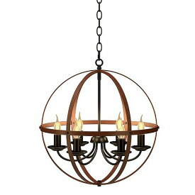 Gymax 6-Light Orb Chandelier Rustic Vintage Ceiling Lamp w/Bronze Finish Light Fixture インテリア　照明【送料無料】【代引不可】【あす楽不可】