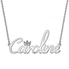 Personalized Planet Personalized レディース用 Sterling or over Name with Clear Crown ネックレス Silver オリジナル・名入れ【送料無料】【代引不可】【あす楽不可】