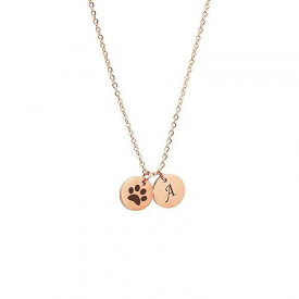 Anavia Anavai Personalized Dainty ネックレス Gift for Her Mom レディース用 ステアリングスティール Round Disc ネックレス Gift Girlfriend Fiancee Wife Paw Print Initial オリジナル・名入れ【送料無料】【代引不可】【あす楽不可】