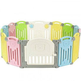 Costway 14 Panel Foldable Baby Playpen キッズ 子供 Activity Center Safety Play Yard w/Lock Door Blue pink yellow green プレイヤード【送料無料】【代引不可】【あす楽不可】
