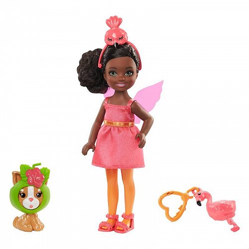 お祝いやプレゼントにも Barbie Club Chelsea Dress-Up 在庫処分大特価 Doll In 【有名人芸能人】 Flamingo Costume 6-Inch With バービーグッズ グッズ Brunette Pet 人形 Kitten And Accessories