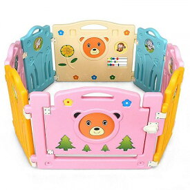 Costway 8 Panel キッズ 子供 Baby Playpen Activity Center Safety Play Yard Home Indoor Outdoor プレイヤード【送料無料】【代引不可】【あす楽不可】
