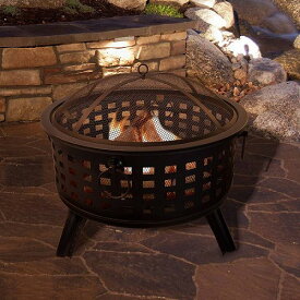 Pure Garden Fire Pit Set Wood Burning Pit Includes Spark Screen and Log Poker Great for Outdoor and Patio 26 Round Metal Firepit by ファイヤーピット　焚火台【送料無料】【代引不可】【あす楽不可】