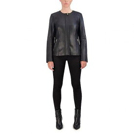 送料無料 コールハーン Cole Haan レディース 女性用 ファッション アウター ジャケット コート ジャケット Collarless Leather Jacket - Black