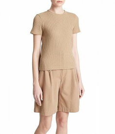 送料無料 ヴィンス Vince レディース 女性用 ファッション Tシャツ Rib Short Sleeve Crew - Cocoon