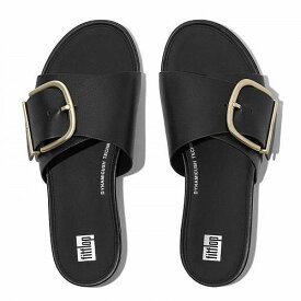 送料無料 フィットフロップ FitFlop レディース 女性用 シューズ 靴 サンダル Gracie Maxi-Buckle Leather Slides - Black