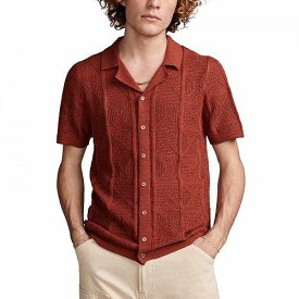 送料無料 ラッキーブランド Lucky Brand メンズ 男性用 ファッション アウター ジャケット コート ジャケット Crochet Camp Collar Short Sleeve Shirt - Burnt Henna