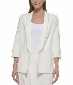 送料無料 ダナキャランニューヨーク DKNY レディース 女性用 ファッション アウター ジャケット コート ブレザー Shawl Collar Piped Open Blazer - White/Sand