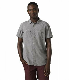 送料無料 プラナ Prana メンズ 男性用 ファッション ボタンシャツ Lost Sol Short Sleeve Shirt Slim Fit - Heather Grey