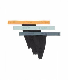 送料無料 ツーバイスト 2(X)IST メンズ 男性用 ファッション 下着 Essential Cotton 3-Pack Classic Thong - Black With Buff Orange/Black With Surf Spray/Black Stormy Weathe