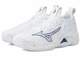 送料無料 ミズノ Mizuno レディース 女性用 シューズ 靴 スニーカー 運動靴 Wave Momentum 3 - White/Navy