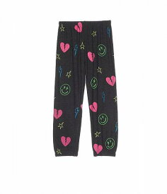 送料無料 Chaser Kids 女の子用 ファッション 子供服 パンツ ズボン Neon Heart &amp; Smiles Pants (Toddler/Little Kids) - Black