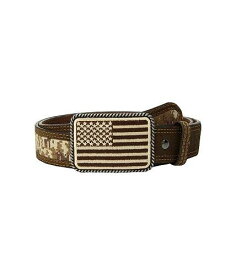 送料無料 アリアト Ariat メンズ 男性用 ファッション雑貨 小物 ベルト Sport Patriot with USA Flag Buckle Belt - Medium Brown