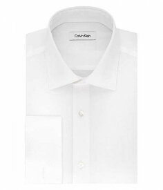 送料無料 カルバンクライン Calvin Klein メンズ 男性用 ファッション ボタンシャツ Dress Shirt Regular Fit Non Iron Herringbone French Cuff - White