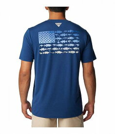 送料無料 コロンビア Columbia メンズ 男性用 ファッション Tシャツ PFG(TM) Fish Flag Tech Tee Short Sleeve - Carbon/Vivid Blue Gradient