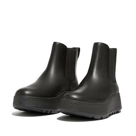 送料無料 フィットフロップ FitFlop レディース 女性用 シューズ 靴 ブーツ チェルシーブーツ アンクル F-Mode Waterproof Leather Flatform Chelsea Boots - All Black