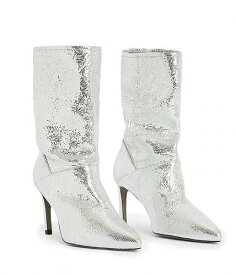送料無料 AllSaints レディース 女性用 シューズ 靴 ブーツ アンクル ショートブーツ Orlana Shimmer Boots - Metallic Silver
