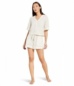 送料無料 エバージェイ Eberjey レディース 女性用 ファッション パジャマ 寝巻き Crinkle Woven Short Set - Ivory/Canyon Sunset