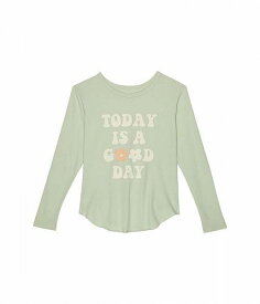送料無料 Tiny Whales 女の子用 ファッション 子供服 Tシャツ Good Day Loose Fit Long Sleeve Tee (Toddler/Little Kids/Big Kids) - Seaglass