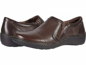 送料無料 クラークス Clarks レディース 女性用 シューズ 靴 ローファー ボートシューズ Cora Giny - Dark Brown Tumbled/Smooth Leather