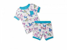 送料無料 Hatley Kids 女の子用 ファッション 子供服 セット Big Butterflies Bamboo Short Pajama Set (Toddler/Little Kid/Big Kid) - White