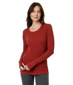 送料無料 モッドオードック Mod-o-doc レディース 女性用 ファッション Tシャツ Washed Cotton Modal Thermal Long Sleeve Crew Neck Tee - Rustic Red