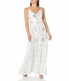 送料無料 カルバンクライン Calvin Klein レディース 女性用 ファッション ドレス Spaghetti Strap V Neck Gown - White/Silver