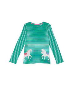 送料無料 Joules Kids 女の子用 ファッション 子供服 Tシャツ Bessie (Toddler/Little Kids/Big Kids) - Green Horse