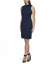 送料無料 カルバンクライン Calvin Klein レディース 女性用 ファッション ドレス Sleeveless Crepe Dress with Necktie - Indigo