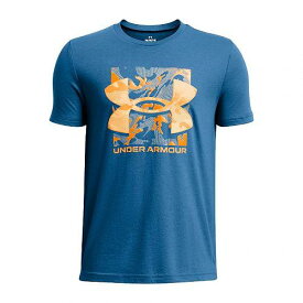 送料無料 アンダーアーマー Under Armour Kids 男の子用 ファッション 子供服 アクティブウエアシャツ Box Logo Camo Short Sleeve T-Shirt (Big Kids) - Photon Blue/Wild Orange