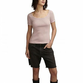 送料無料 ラッキーブランド Lucky Brand レディース 女性用 ファッション Tシャツ Short Sleeve Rib Knit Top - Mauve Shadows