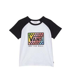 送料無料 バンズ Vans Kids 女の子用 ファッション 子供服 Tシャツ Rainbow Short Sleeve Raglan (Big Kids) - White/Black