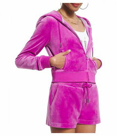 送料無料 ジューシークチュール Juicy Couture レディース 女性用 ファッション セーター Solid Classic Juicy Hoodie With Back Bling - Electric Violet