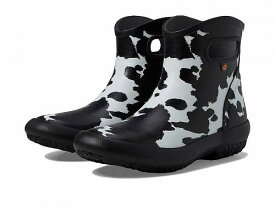送料無料 ボグス Bogs レディース 女性用 シューズ 靴 ブーツ レインブーツ Patch Ankle - Cow - Black/White