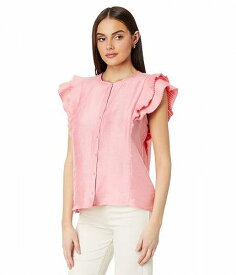 送料無料 バインヤード・バインズ Vineyard Vines レディース 女性用 ファッション ボタンシャツ Flutter Sleeve Pintuck Top - Cayman