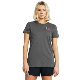 送料無料 アンダーアーマー Under Armour レディース 女性用 ファッション アクティブシャツ New Freedom Flag T-Shirt - Castlerock/Pink Edge