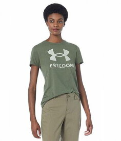 送料無料 アンダーアーマー Under Armour レディース 女性用 ファッション アクティブシャツ New Freedom Logo T-Shirt - Marine OD Green/Desert Sand