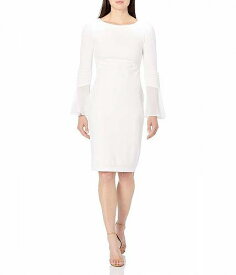 送料無料 カルバンクライン Calvin Klein レディース 女性用 ファッション ドレス Solid Sheath with Chiffon Bell Sleeves Dress - Cream 3