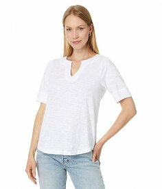 送料無料 モッドオードック Mod-o-doc レディース 女性用 ファッション Tシャツ Half Sleeve Split Neck Relaxed Tee - White