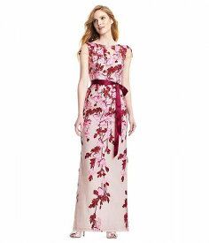 送料無料 アドリアナパペル Adrianna Papell レディース 女性用 ファッション ドレス Cascading Floral Embroidered Long Column Gown - Merlot Multi