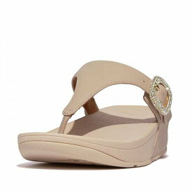 送料無料 フィットフロップ FitFlop レディース 女性用 シューズ 靴 サンダル Lulu Crystal-Buckle Leather Toe-Post Sandals - Stone Beige